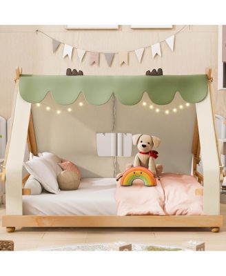 Full Size House Bed with Tent and Light