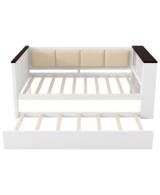 Twin Size Wood Daybed with Storage, USB, and Trundle