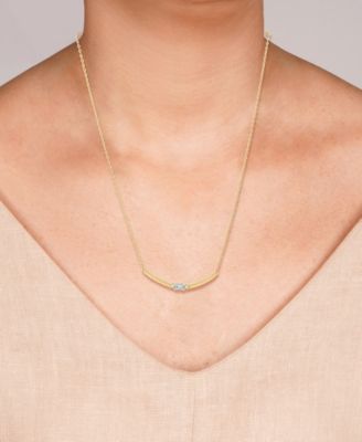 Cubic Zirconia Curved Bar Necklace
