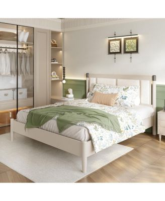 Solid Wood Queen Bed, Heavy Duty Support