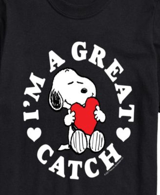 Men's Peanuts Snoopy I'M A Great Catch Printed Short-Sleeve Graphic T-Shirt