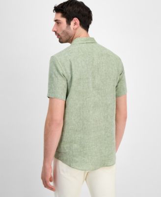 Men's Point-Collar Linen Shirt
