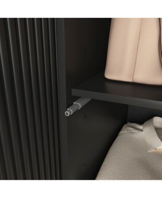 Streamdale 4-Door Wardrobe with Mirror, LED, 2 Drawers, Black