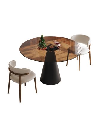 Streamdale 35" Round Glass Dining Table with Carbon Steel Legs (Seats 2-4)