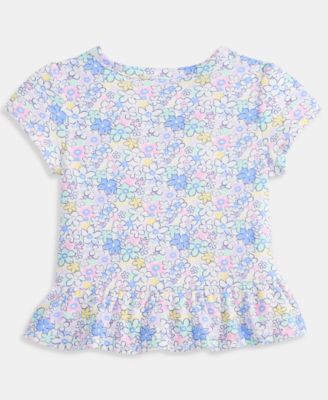 Girls' Toddler 2T-4T Floral-Print Peplum T-Shirt