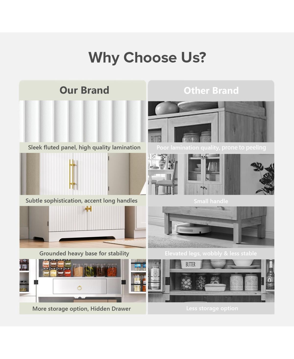 Streamdale Furniture 72" Arched Kitchen Pantry Cabinet with 8