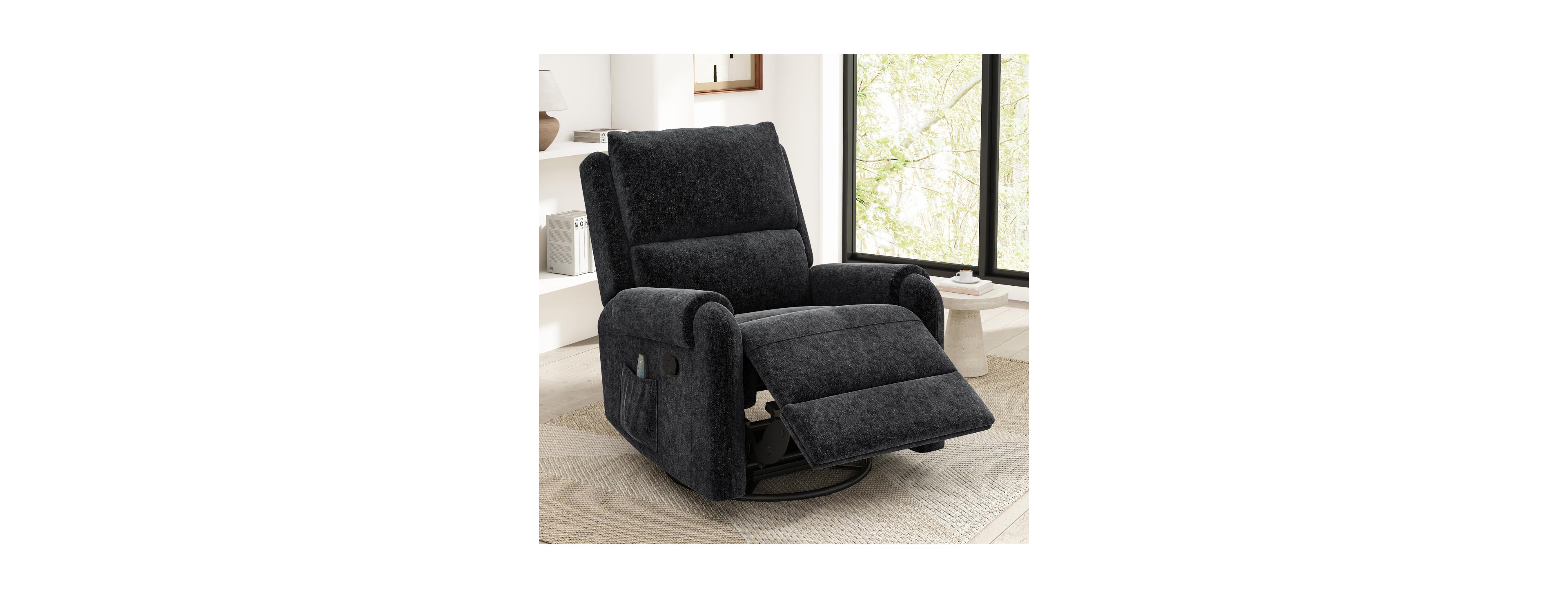 Streamdale Furniture Manual Recliner Massage Chair w/ Side Storage Pocket
