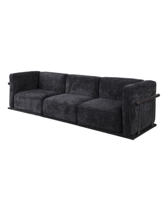  Fashionable modular chenille sofa with iron and wood frame, Black