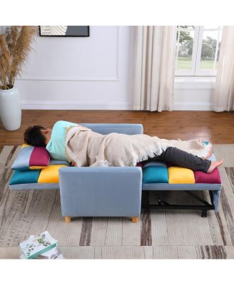 Convertible Sleeper Sofa Chair Bed with Pillow, Velvet Fabric