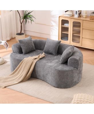 Crescent sofa: Self-inflating, deep-cushioned, 3-seater, no assembly. (Gray)