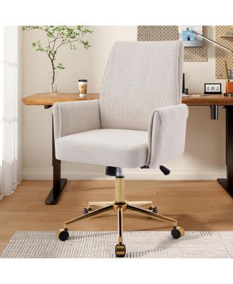  Mid-back office chair, striped fabric, ergonomic design, White