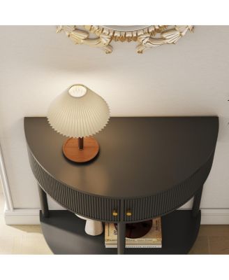  Artisan Wave Demi-Lune Console Table, 2 Drawers, Hallway