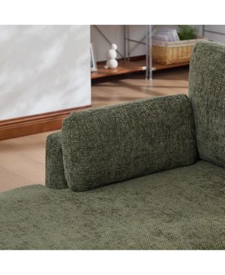 Modular Sofa Bed with Cushions - Chenille Fabric, Metal Legs - Green-L
