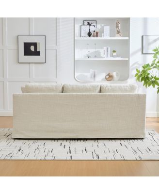  Modern Casual Chenille Sofa, Deep Seat, Three-Seater, Removable Cover, Beige