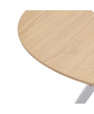 37" Round Dining Table, Small Kitchen Table w/Silver Metal Legs (2-4 People