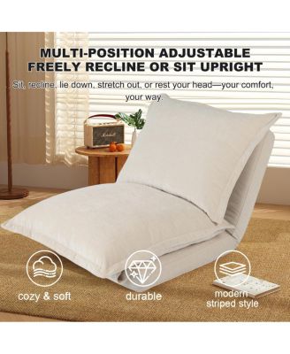  Convertible Flip Chair: Floor SofaBed with Adjustable Backrest andPillows-Beige