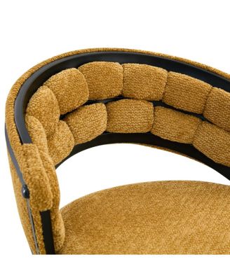  Set of 2 Yellow Velvet Bar Stools with Black Iron Legs