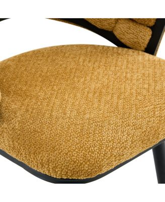  Set of 2 Yellow Velvet Bar Stools with Black Iron Legs