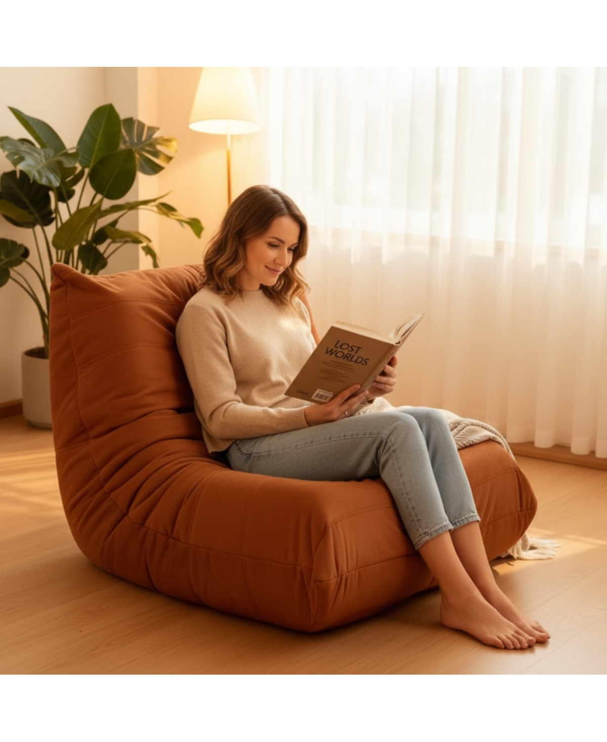 Streamdale Furniture Luxury Orange Microfiber Accent Chair