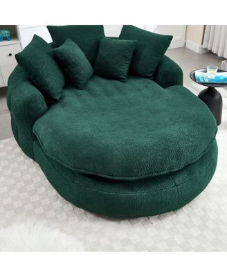  Oversized Oval Upholstered Bean Bag Sofa with 5 Pillows & Wrap Around Backrest