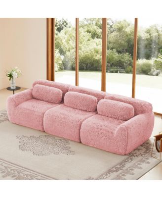 114" Soft Fluffy Plush Modular Sectional Sofa Couch
