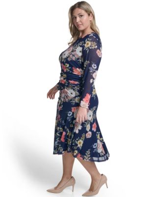 Plus Size Printed Crewneck Dress