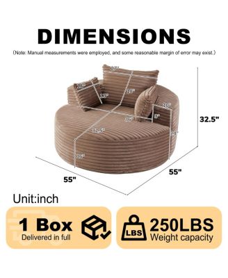 Corduroy Sponge Single Sofa, No Assembly Required, Modern Sleeper Chair