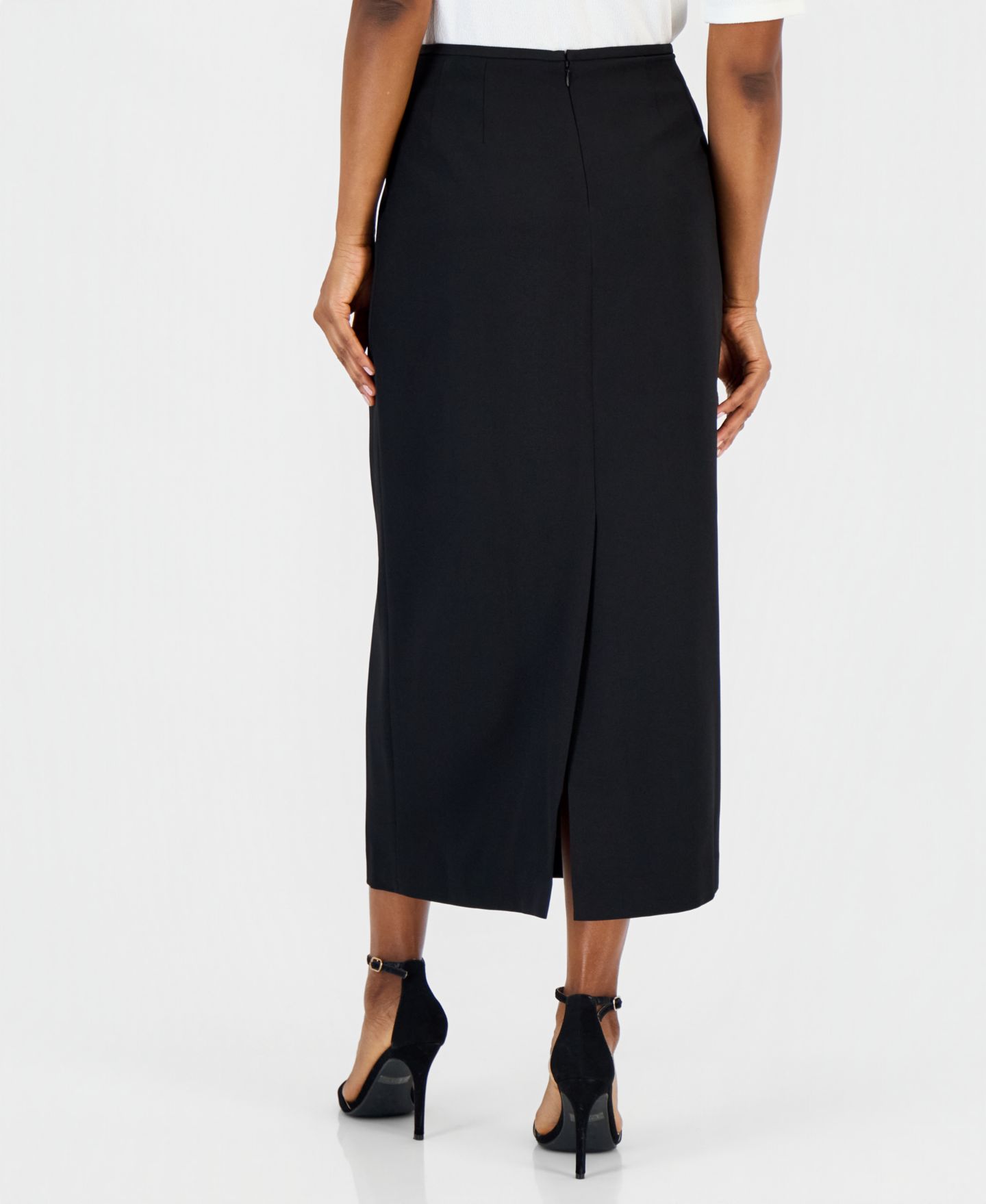 Женская юбка Kasper Stretch Crepe Column Midi, цвет: Чёрный — фото 4