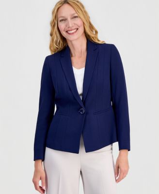 Women's Stretch Crepe One Button Blazer, Regular & Petite