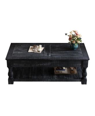 Farmhouse Lift Top Coffee Table with Storage - Weathered  Finish