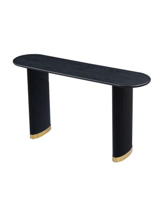 Narrow Console Table with Stainless Steel Legs, Modern Black MDF Sofa Table