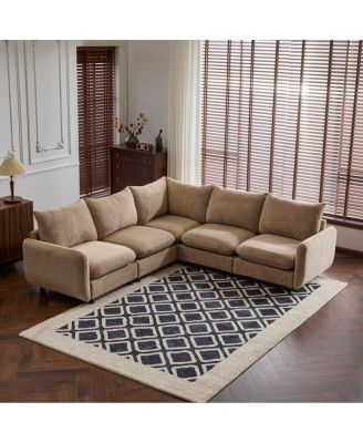 Streamdale 99" Oversize 5-Piece L-Shaped Modular Velvet Sectional Sofa Couch for Living Room