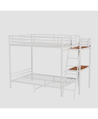 White full size bunk bed with LED light and charging socket