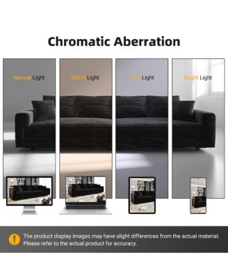 Streamdale Plush Corduroy 4-Seat Sofa, Modern Comfy Upholstered Cloud Couch, Black