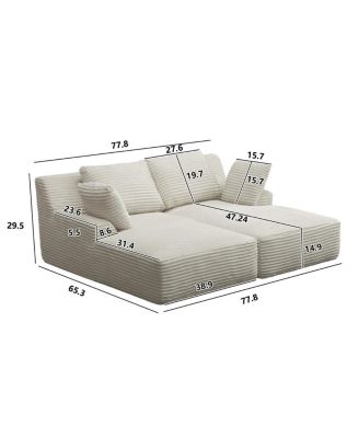  Oversized Double Chaise Lounge Cloud Plush Sofa Bed Sleeper Chair Beige