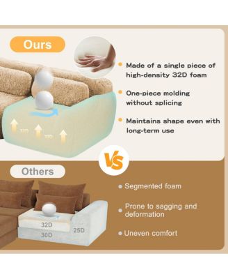  L-shaped Boneless Sofa, Soft Fluffy Plush Fabric, Chaise, No Assembly, Ergonomic