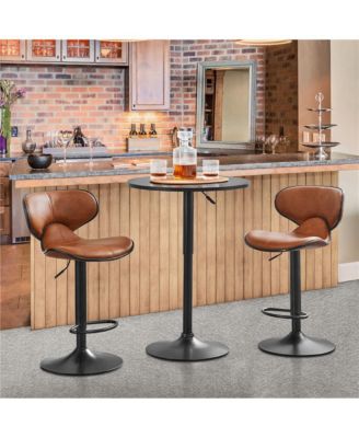 1Pc Adjustable MDF and Metal 360° Swivel Round Pub Table