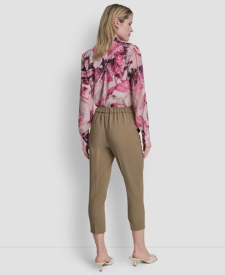 Petite Mid-Rise Elastic Back Ankle Pants