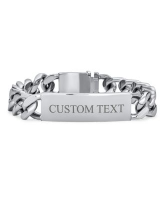 Identification ID Bracelet Cuban Link Chain Stainless Steel