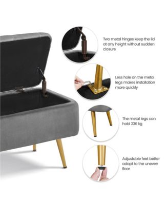 Upholstered Ottoman Footstool Bench with Storage Compartment
