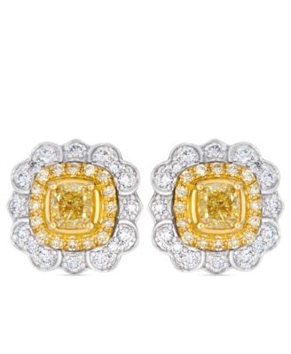 Sunny Yellow Diamond (0.55 ct. t.w.) & Vanilla Diamond (0.18 ct. t.w.) Couture Earrings in Platinum & Two-Tone Gold