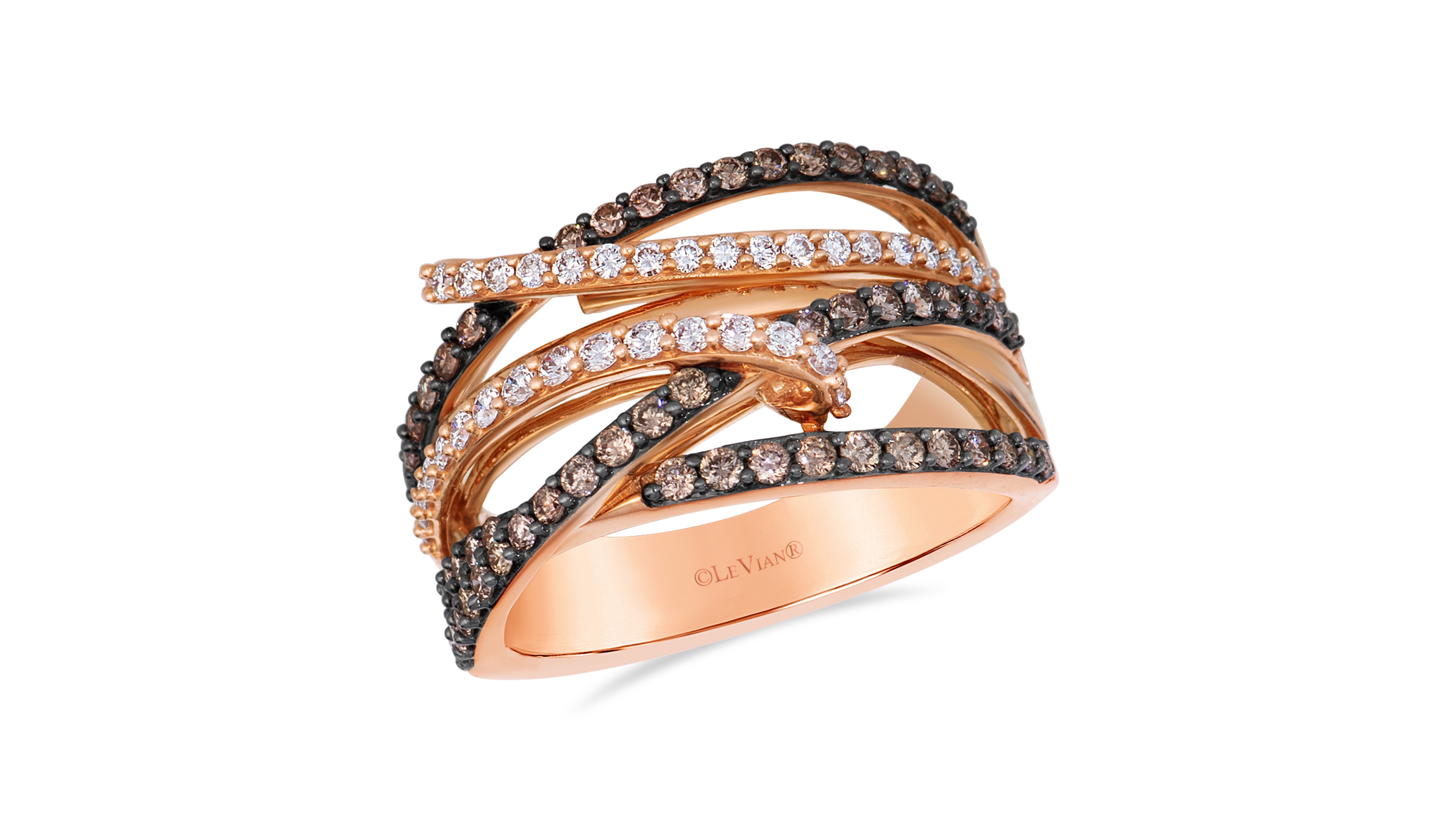 Le Vian Chocolate Diamond (0.57 ct. t.w.) & Vanilla Diamond (0.32 ct. t.w.) Ring in 14k Strawberry Gold