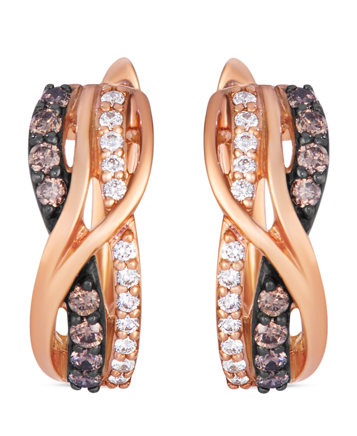 Le Vian Chocolate Diamond (0.24 ct. t.w.) & Vanilla Diamond (0.13 ct. t.w.) Earrings in 14k Strawberry Gold