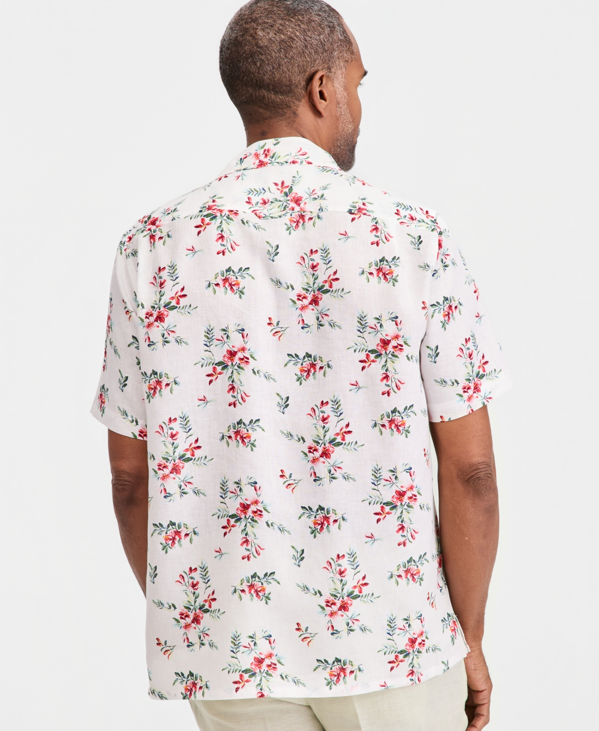 Club Room Men's Short-Sleeve Linen Shirt, Macy's Exclusive - Journal Floral Print