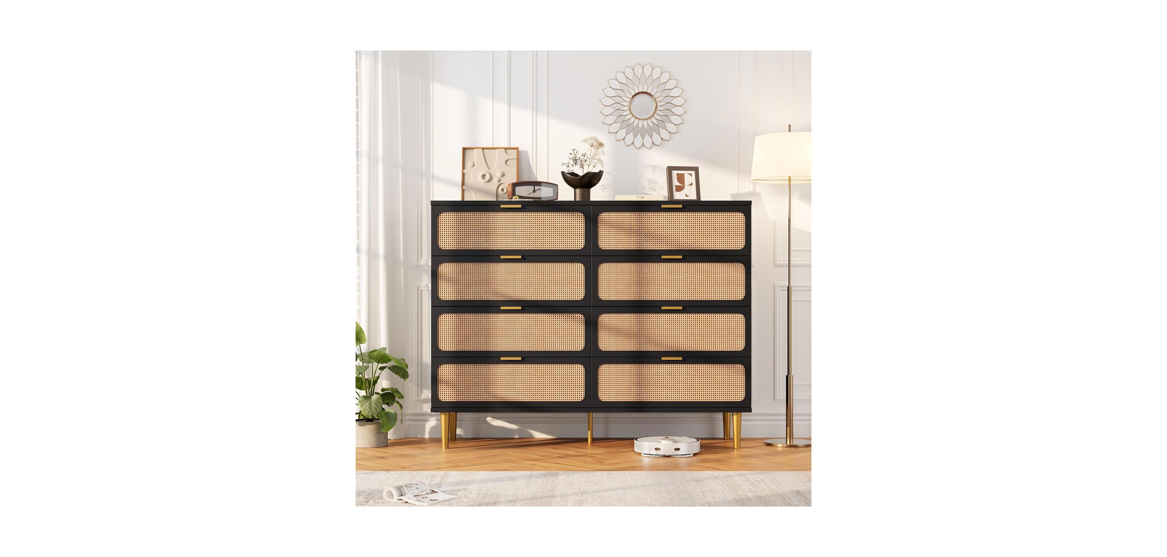 gaomon Rattan 8 Drawer Dresser for Bedroom