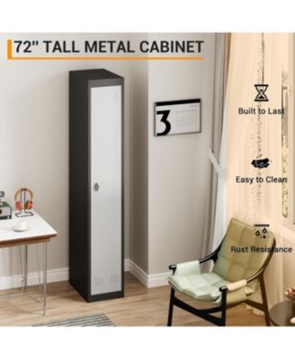 71" Metal Locker Cabinet with Hanging Rod and Shelves, Heavy Duty Steel Storage for Office or Gym