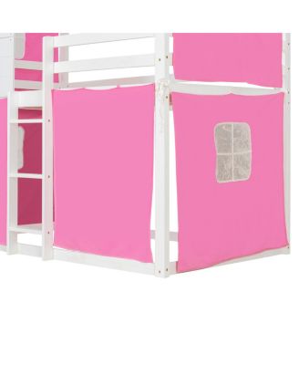 Twin Size Bunk Wood House Bed with Tent