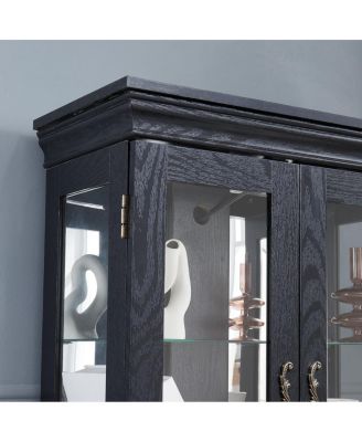 Elegant Lighted Glass Curio Display Cabinet