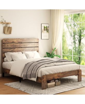 Wood Platform Bed Frame, Queen, Noise Free, Easy Assembly, Storage