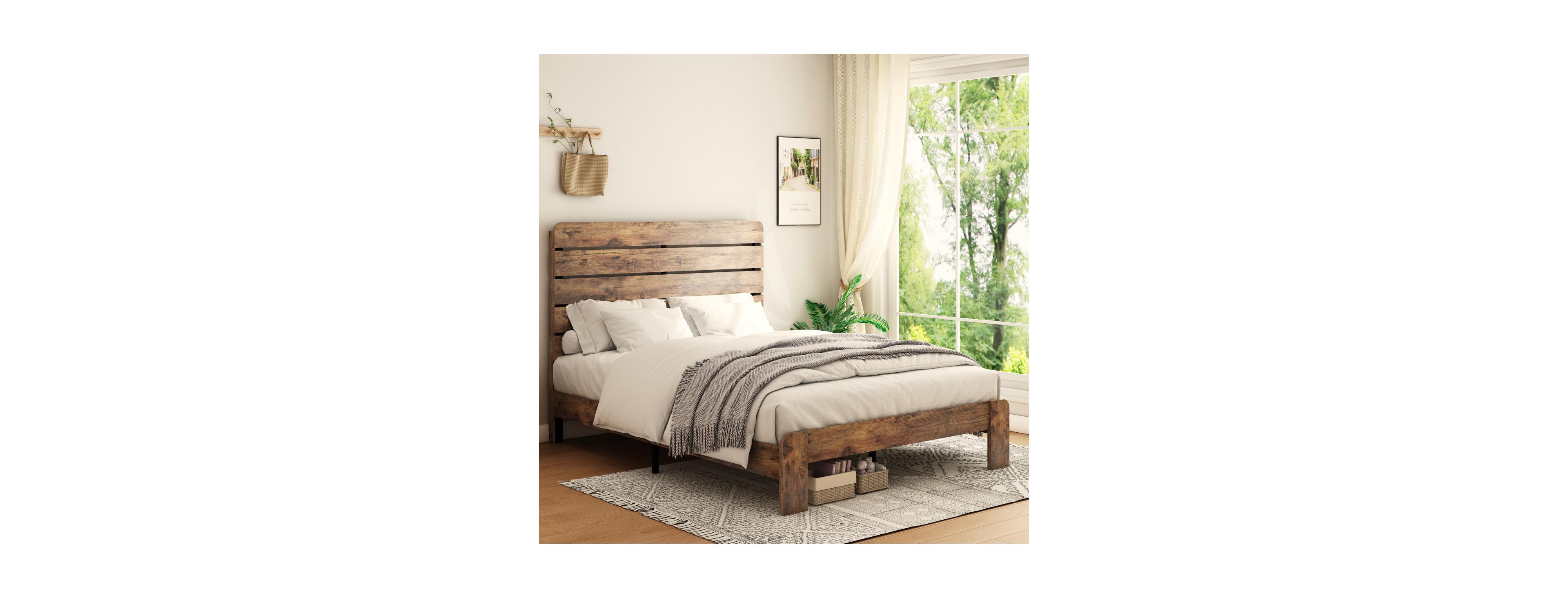 Streamdale Furniture Wood Platform Bed Frame, Queen, Noise Free, Easy Assembly